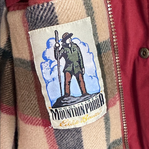 Vintage Eddie‎ Bauer Mountain Parka Jacket Large Tall Full Zip Hooded Wool Lined - Picture 3 of 4